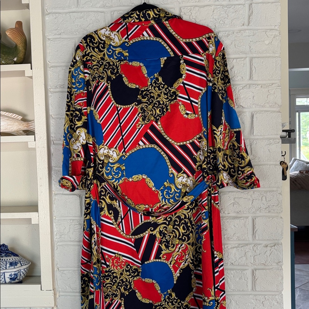 Tahari Abstract Belted Dress Size 16 - Picture 11 of 11